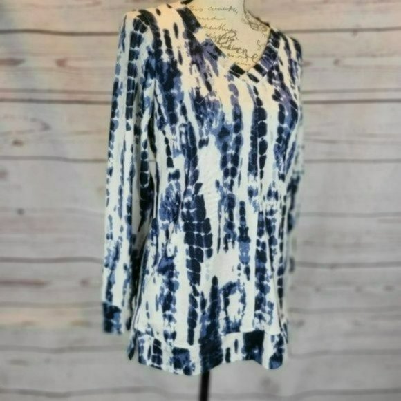♡3/$30♡ Ellen Tracy V Neck Long Sleeve Relaxed Tunic Blouse w Pockets -S - Picture 4 of 7